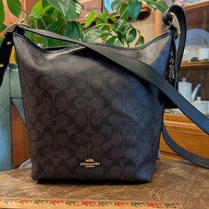 Coach Val Duffle in Signature Canvas with Brown Leather